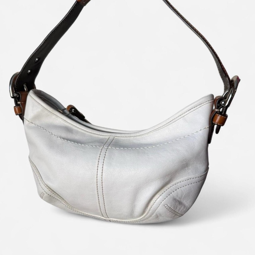 Coach 9541 soho 2004 white leather shoulder bag with brown strap